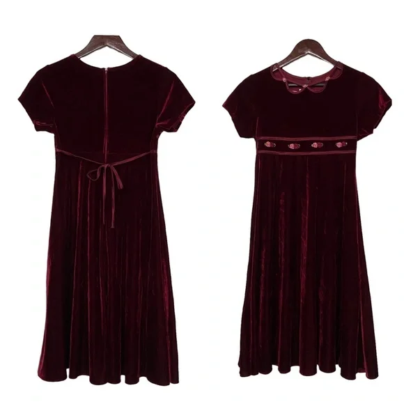 Vintage Red Crushed Velvet Bonnie Jean Dress